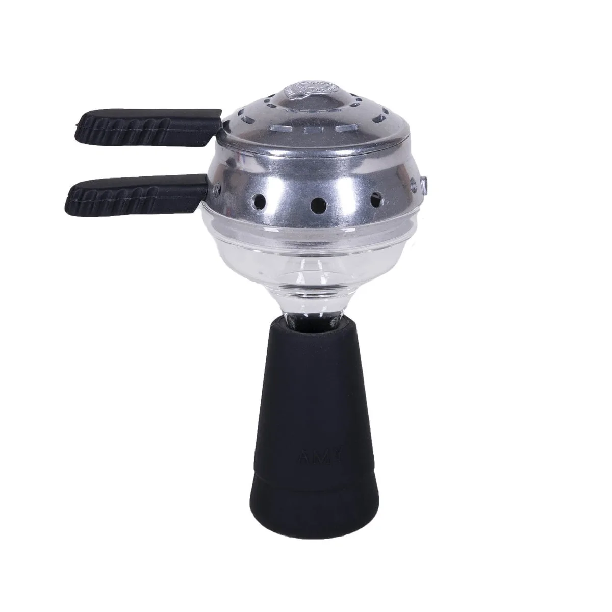 AMY Deluxe glass hookah shisha tobacco head with silicone-coated handle and smokebox GlasSi002